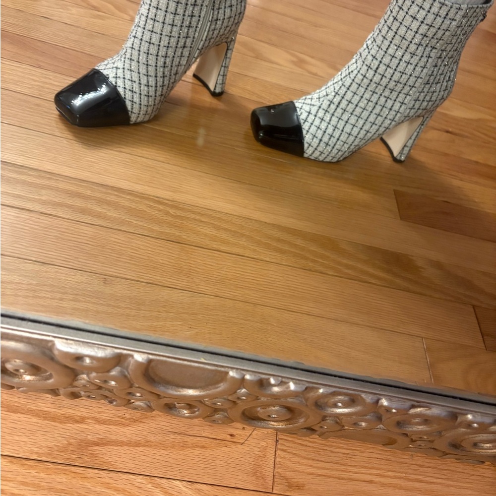 Sam Edelman Tweed Black and White Heeled Boots